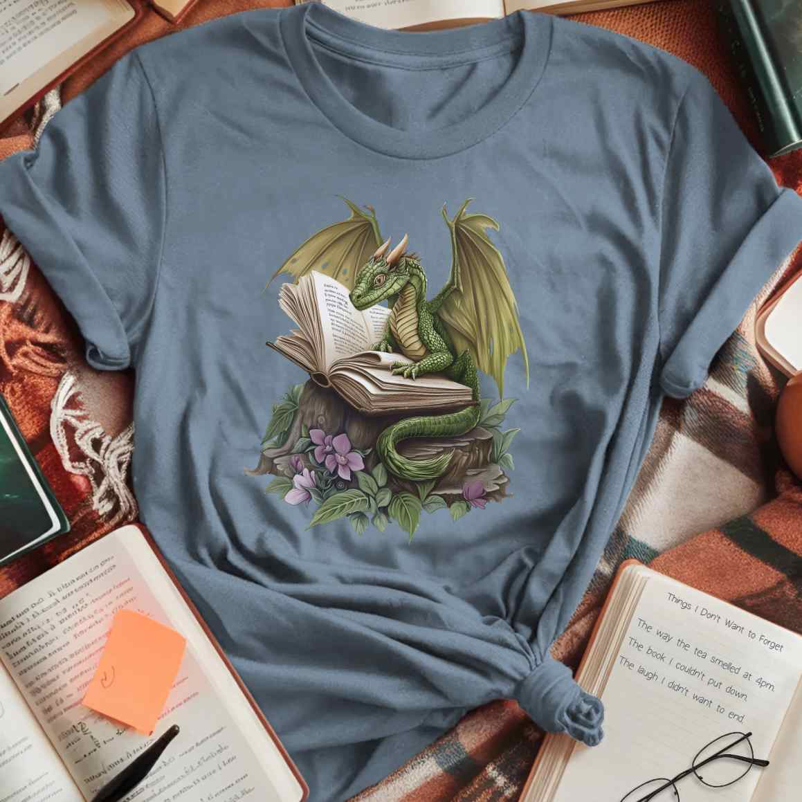 Gentle Green Dragon and Book T-Shirt