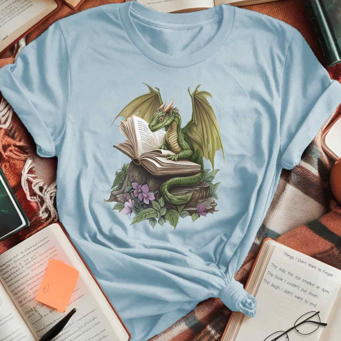 Gentle Green Dragon and Book T-Shirt
