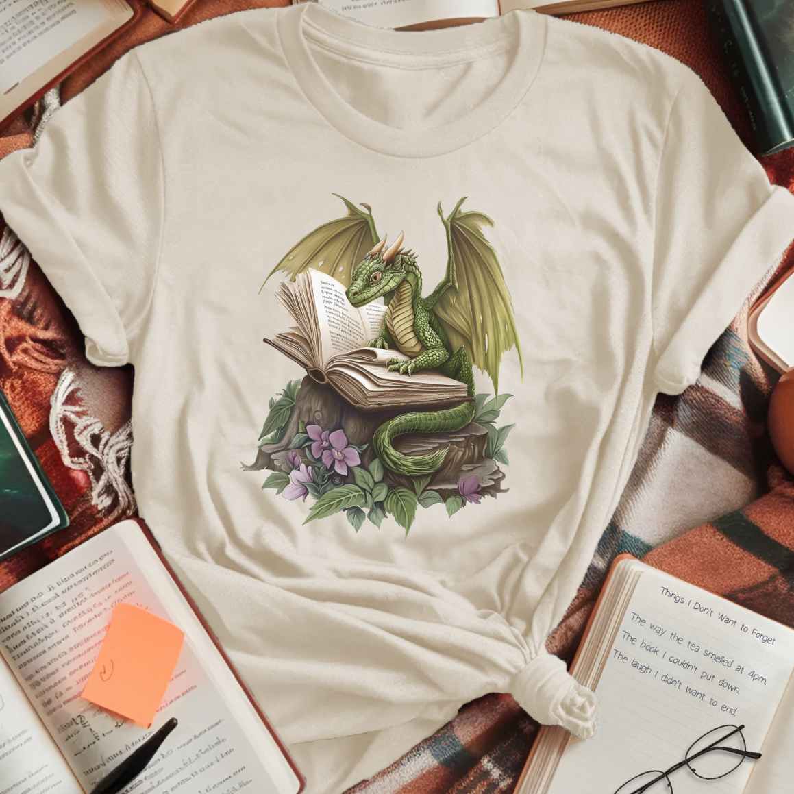 Gentle Green Dragon and Book T-Shirt