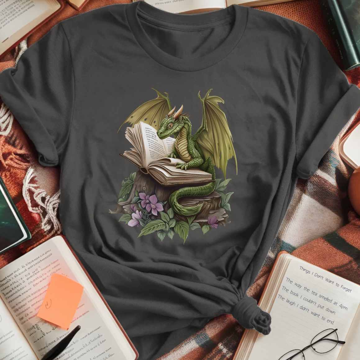 Gentle Green Dragon and Book T-Shirt