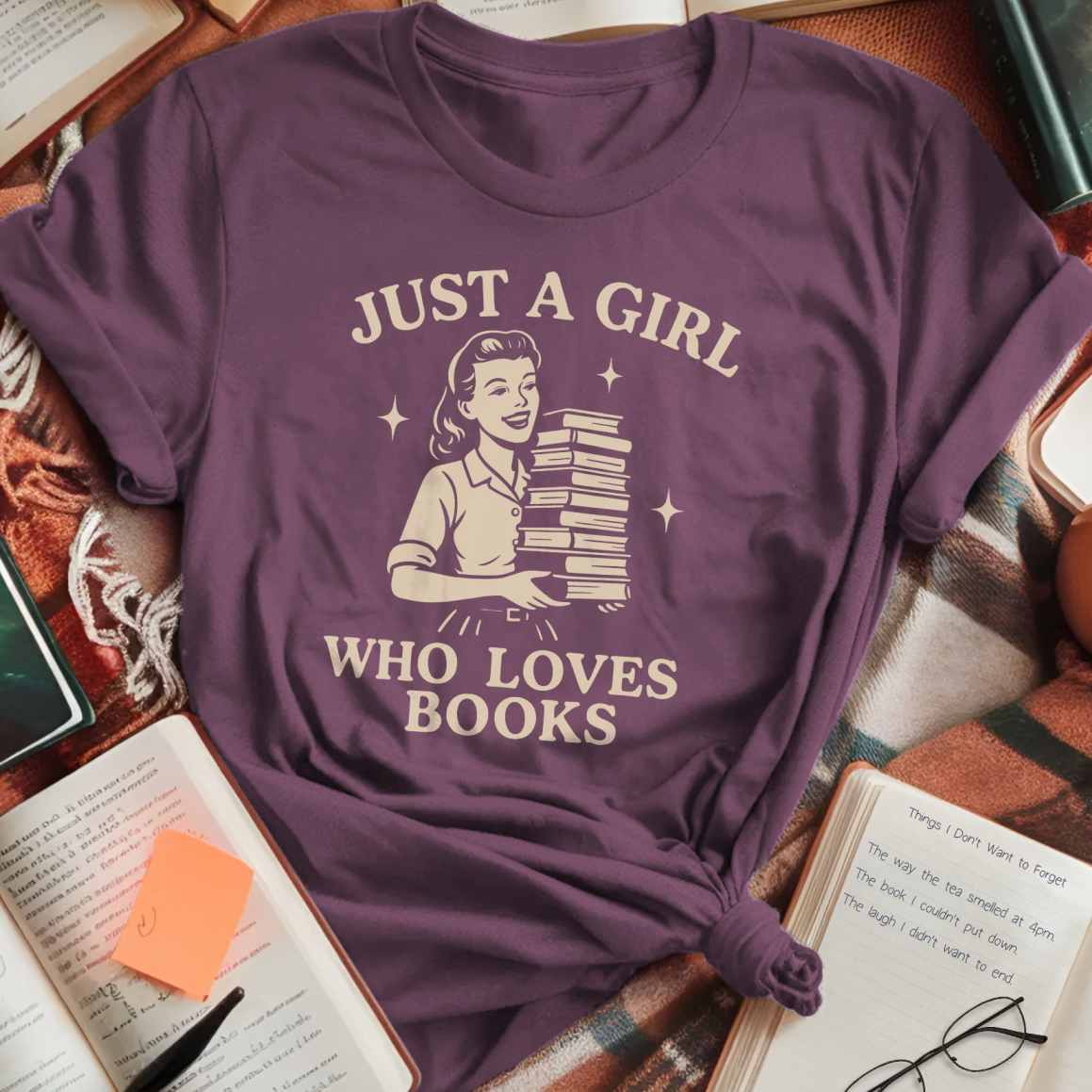Vintage Girl Who Loves Books T-Shirt