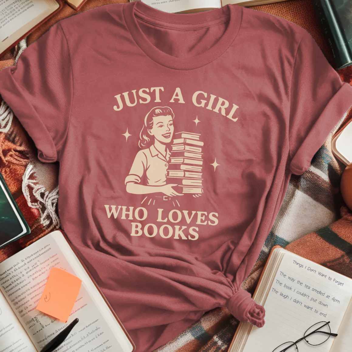 Vintage Girl Who Loves Books T-Shirt