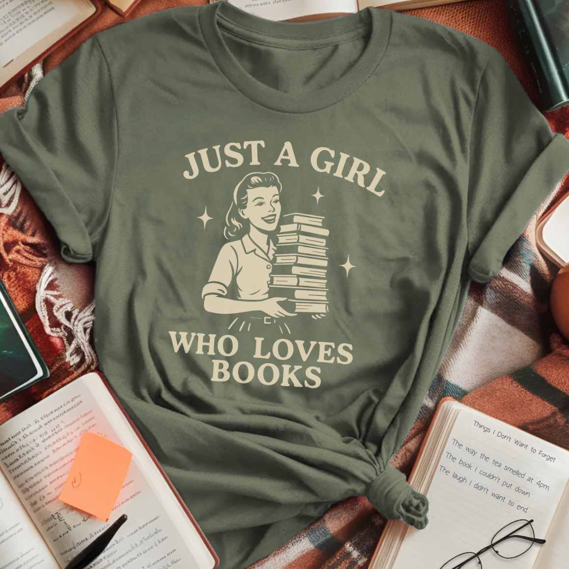 Vintage Girl Who Loves Books T-Shirt