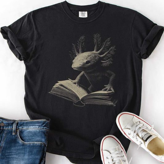 Lowkey Axolotl Reading T-Shirt