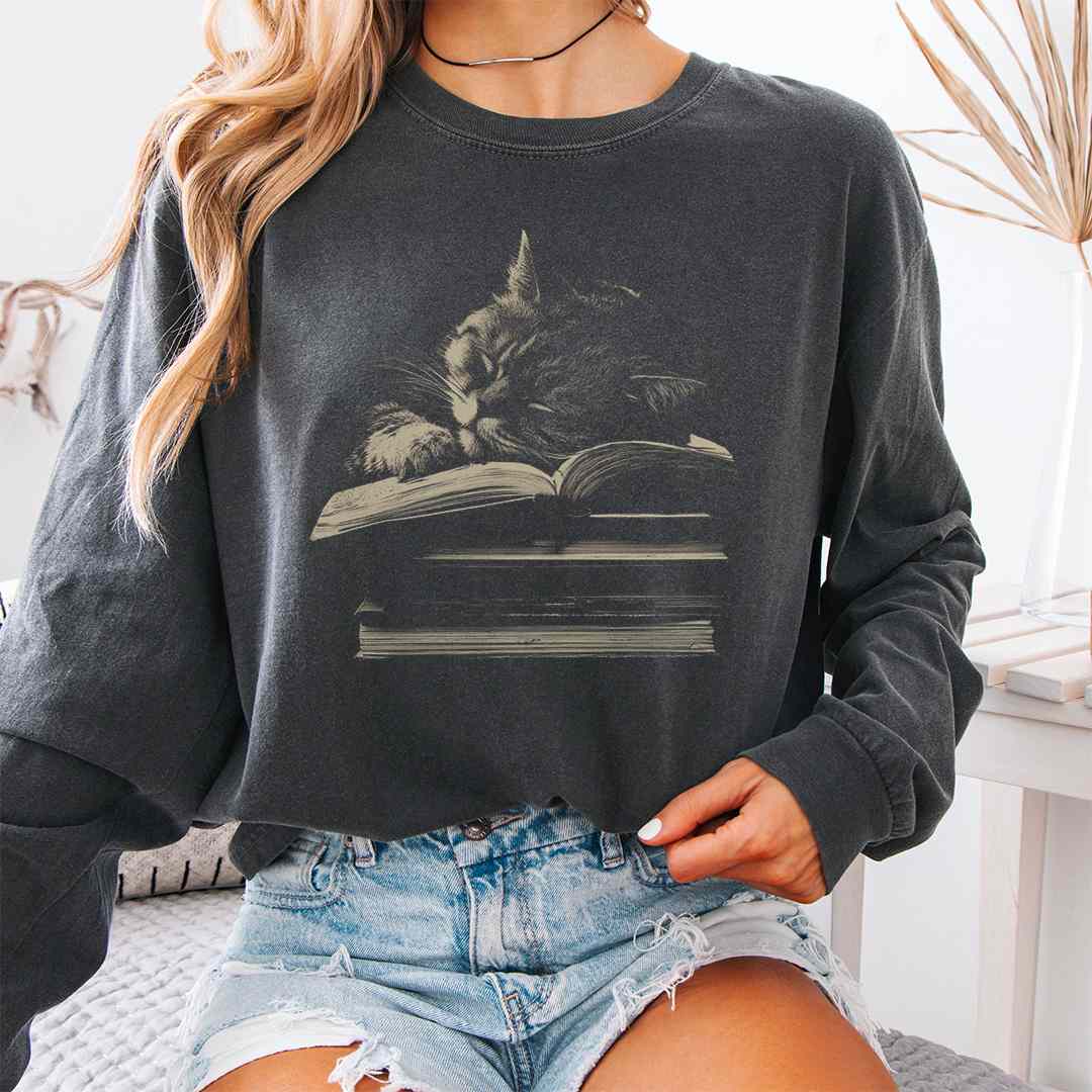 Cat Asleep Long Sleeve Shirt