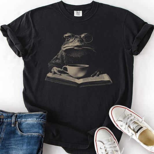 Lowkey Frog Coffee Book T-Shirt