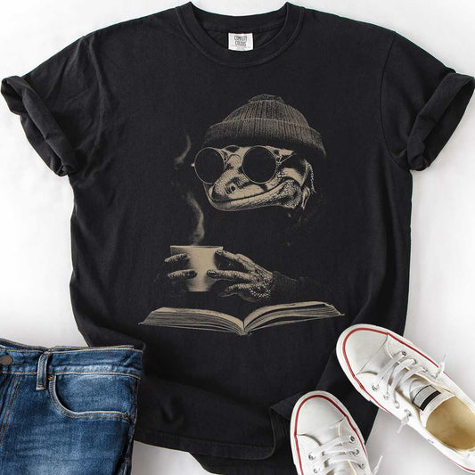 Lowkey Lizard Coffee Book T-Shirt