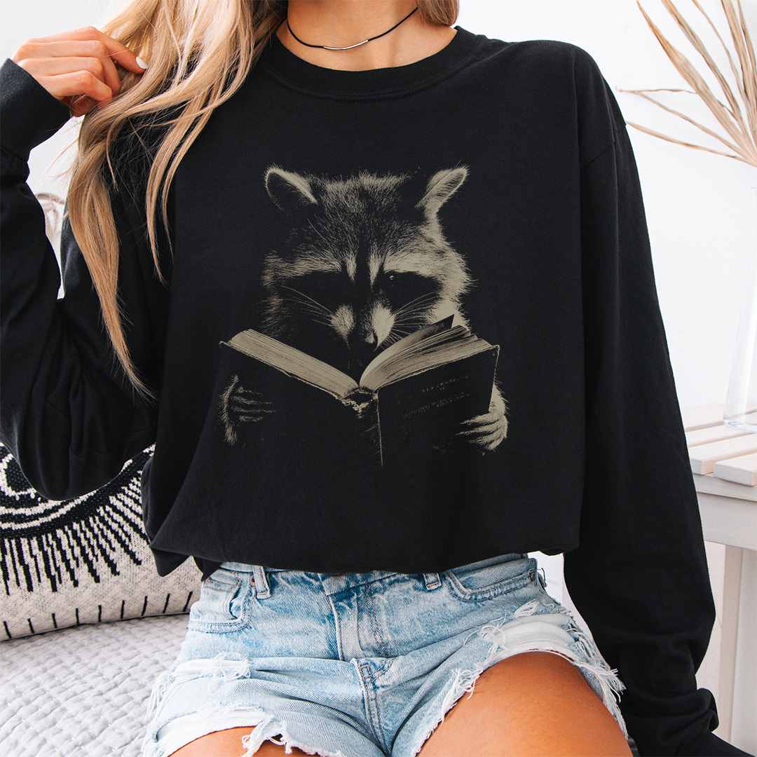 Raccoon Reading Long Sleeve Shirt