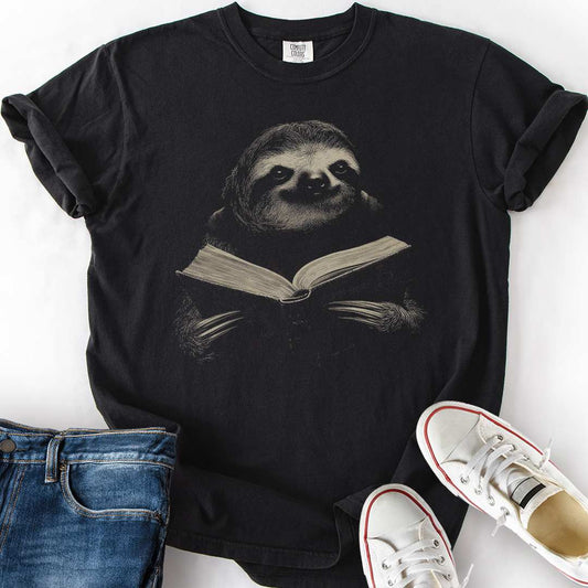 Lowkey Sloth Reading T-Shirt