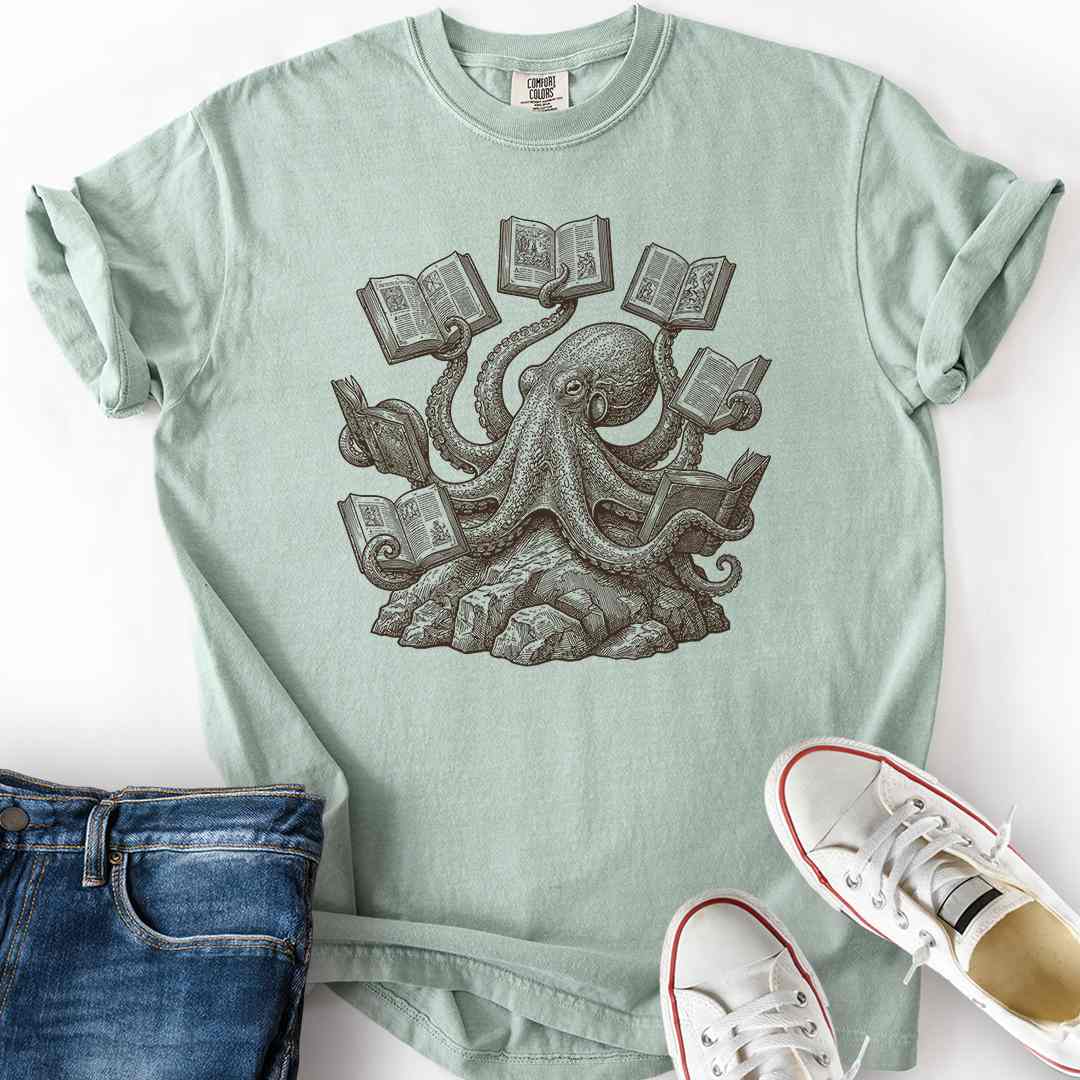 Octopus Reading Graphic T-Shirt