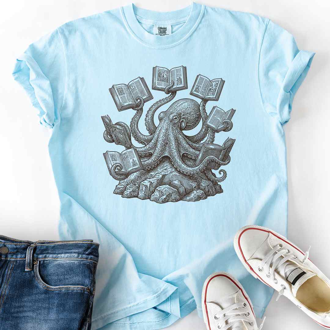 Octopus Reading Graphic T-Shirt