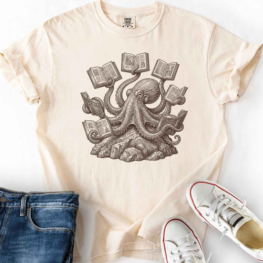 Octopus Reading Graphic T-Shirt