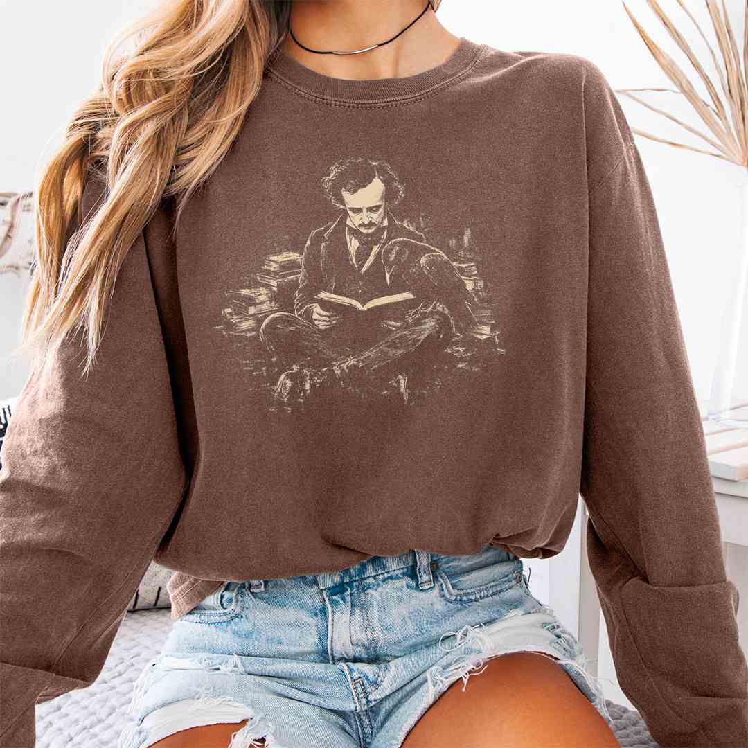 Poe Reading Raven Long Sleeve Shirt
