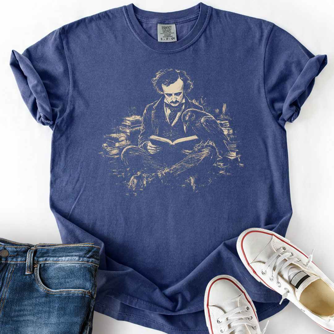 Poe Reading To Raven T-Shirt