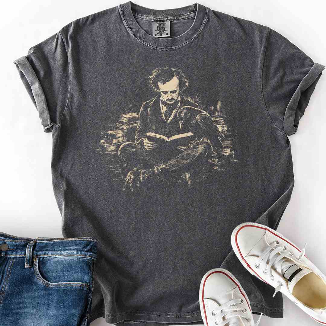 Poe Reading To Raven T-Shirt