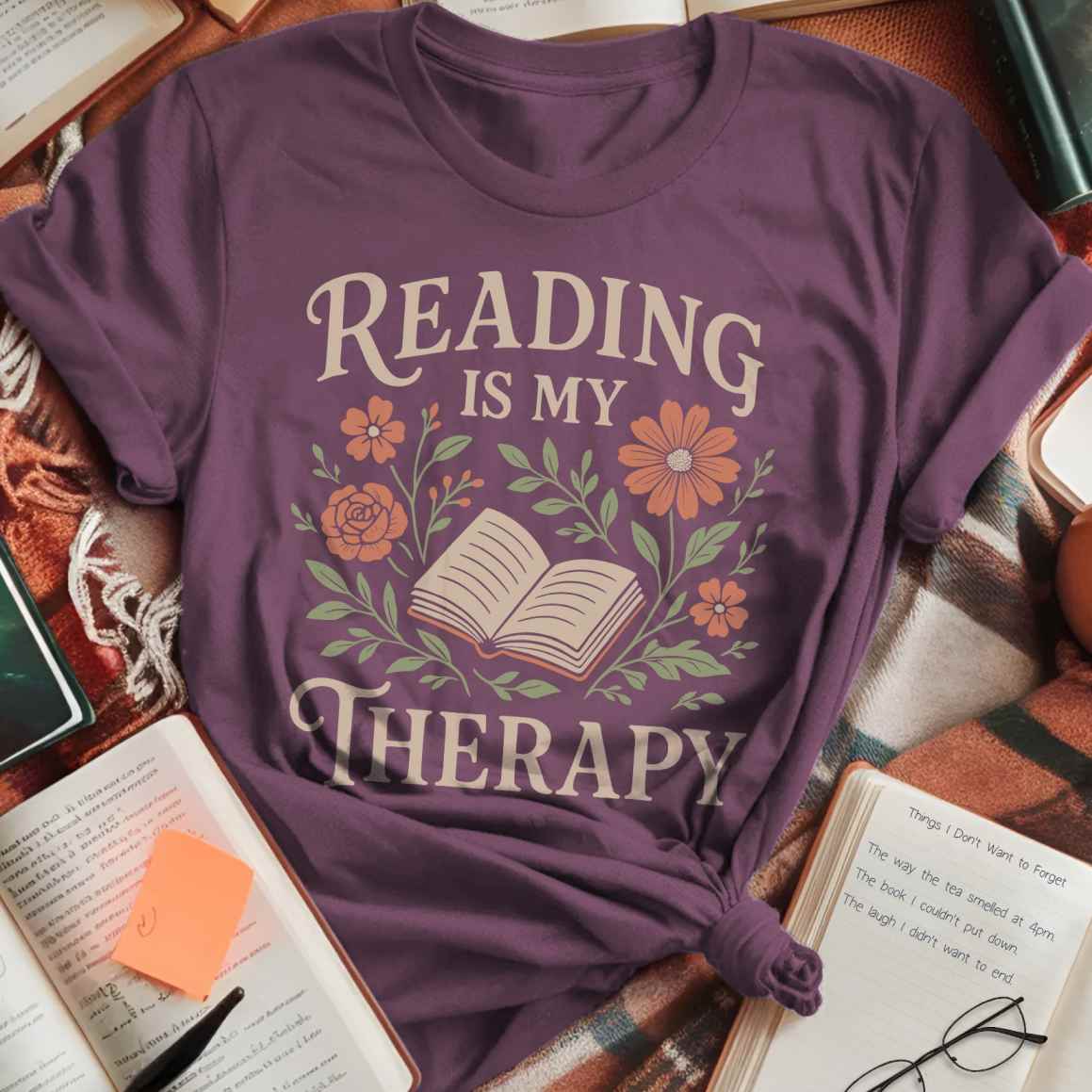 Reading Therapy Flowers T-Shirt