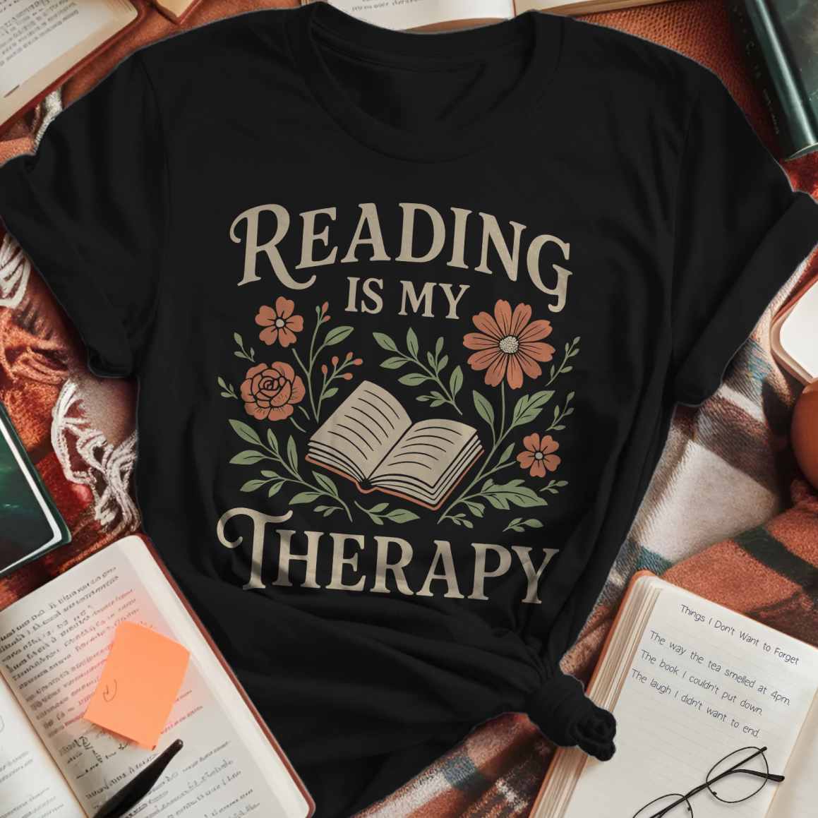 Reading Therapy Flowers T-Shirt