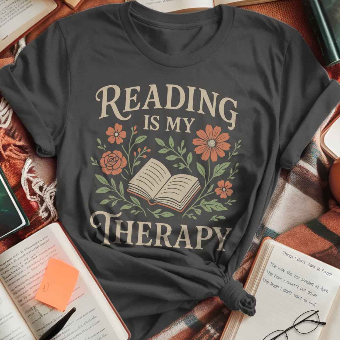 Reading Therapy Flowers T-Shirt