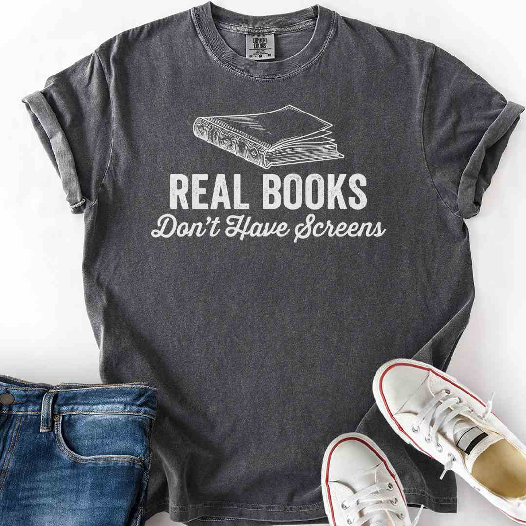 Real Books No Screens T-Shirt