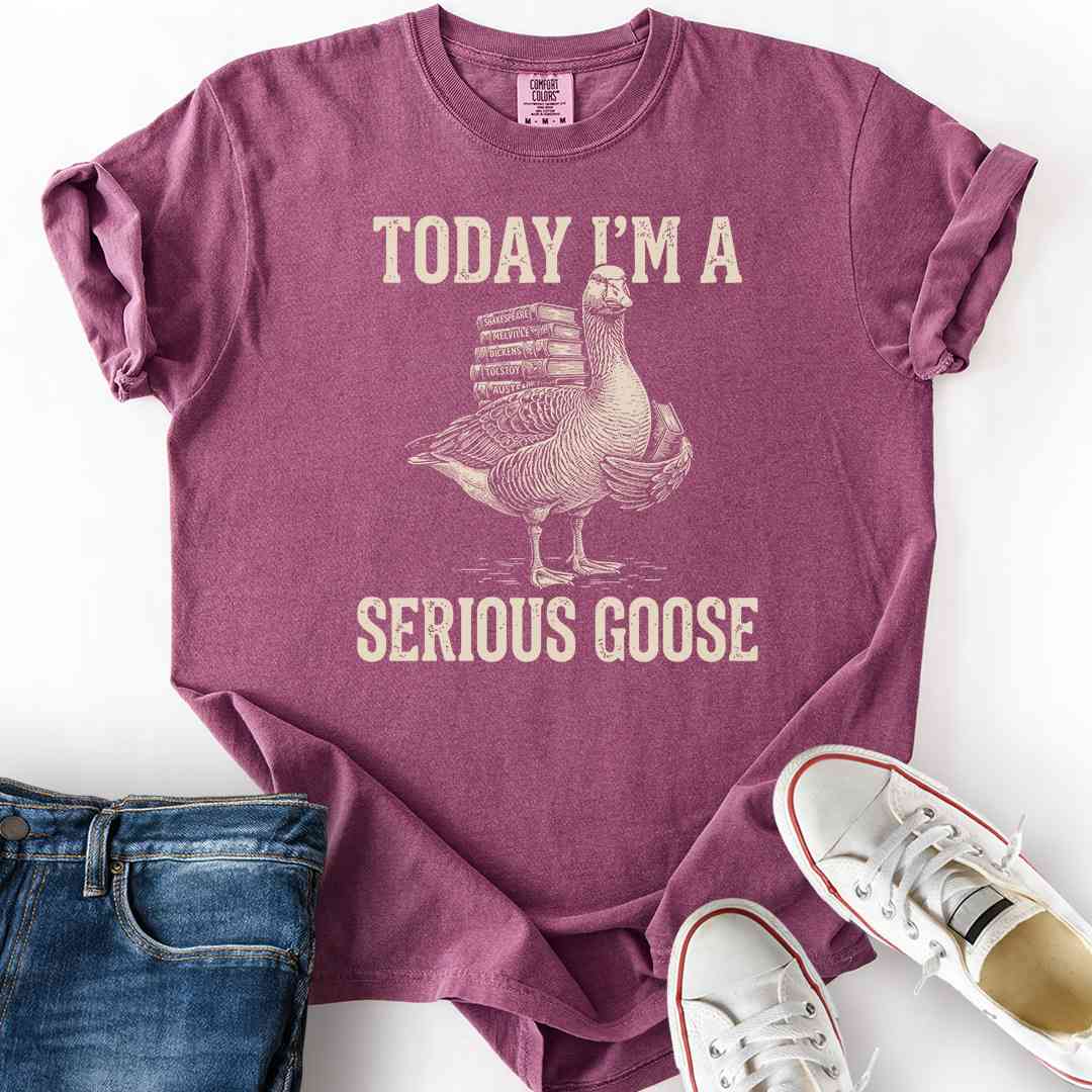 Serious Goose Reading T-Shirt