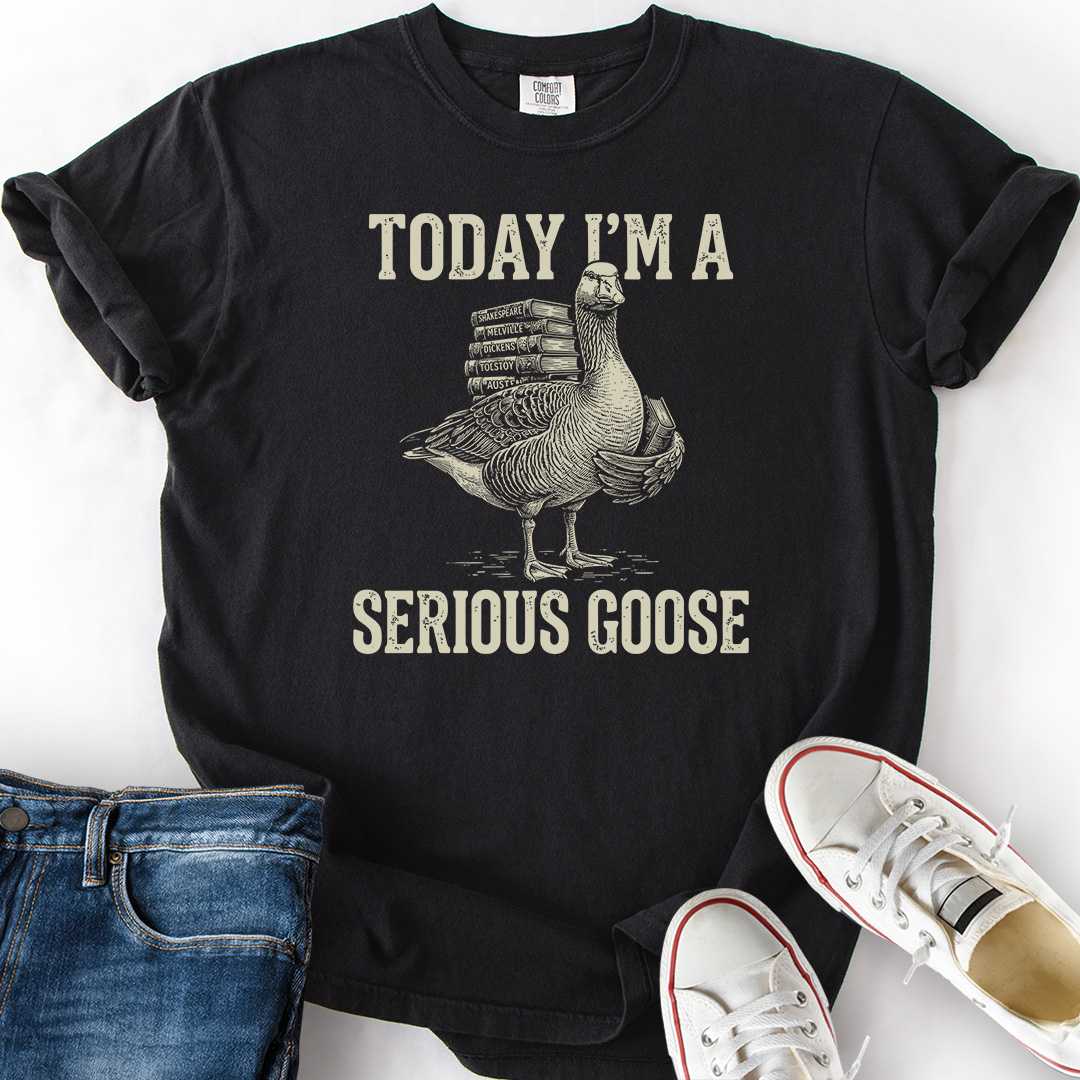 Serious Goose Reading T-Shirt