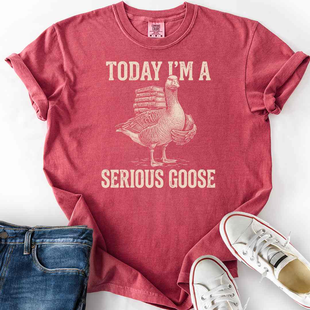 Serious Goose Reading T-Shirt