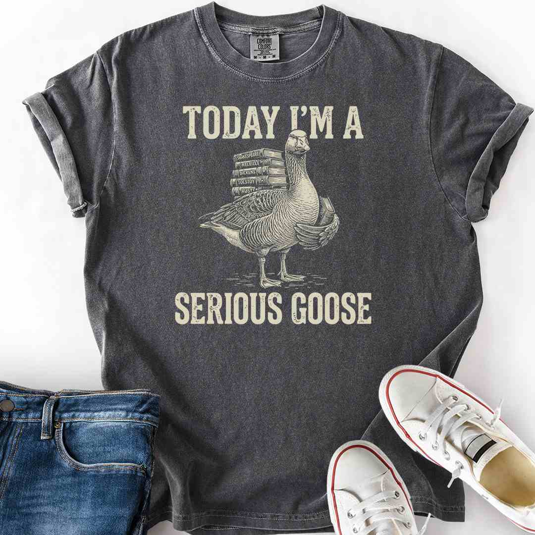 Serious Goose Reading T-Shirt
