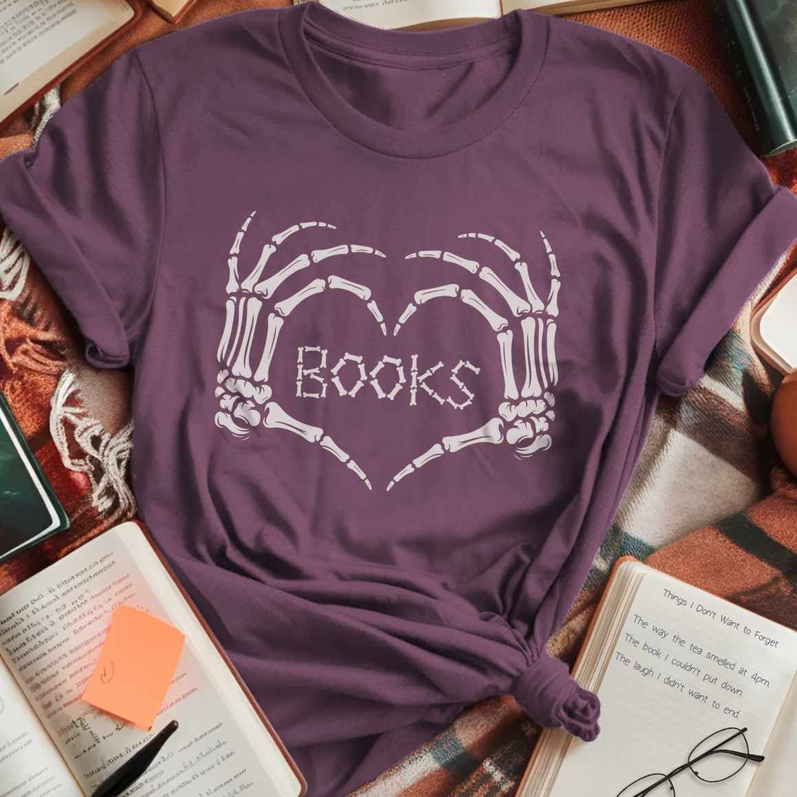 Skeleton Heart Books T-Shirt