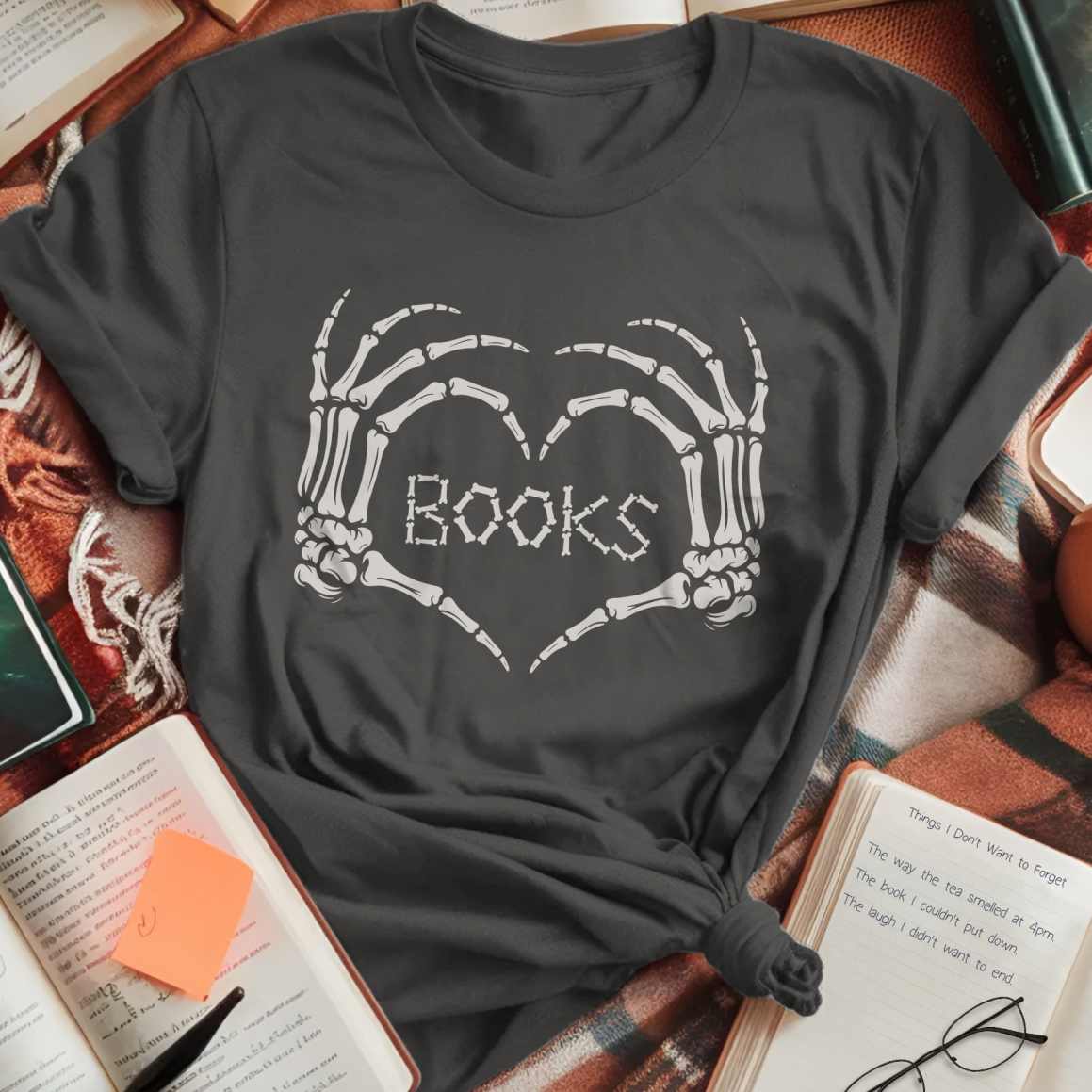 Skeleton Heart Books T-Shirt