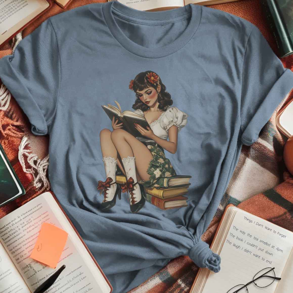 Vintage Pin-Up Bookworm T-Shirt