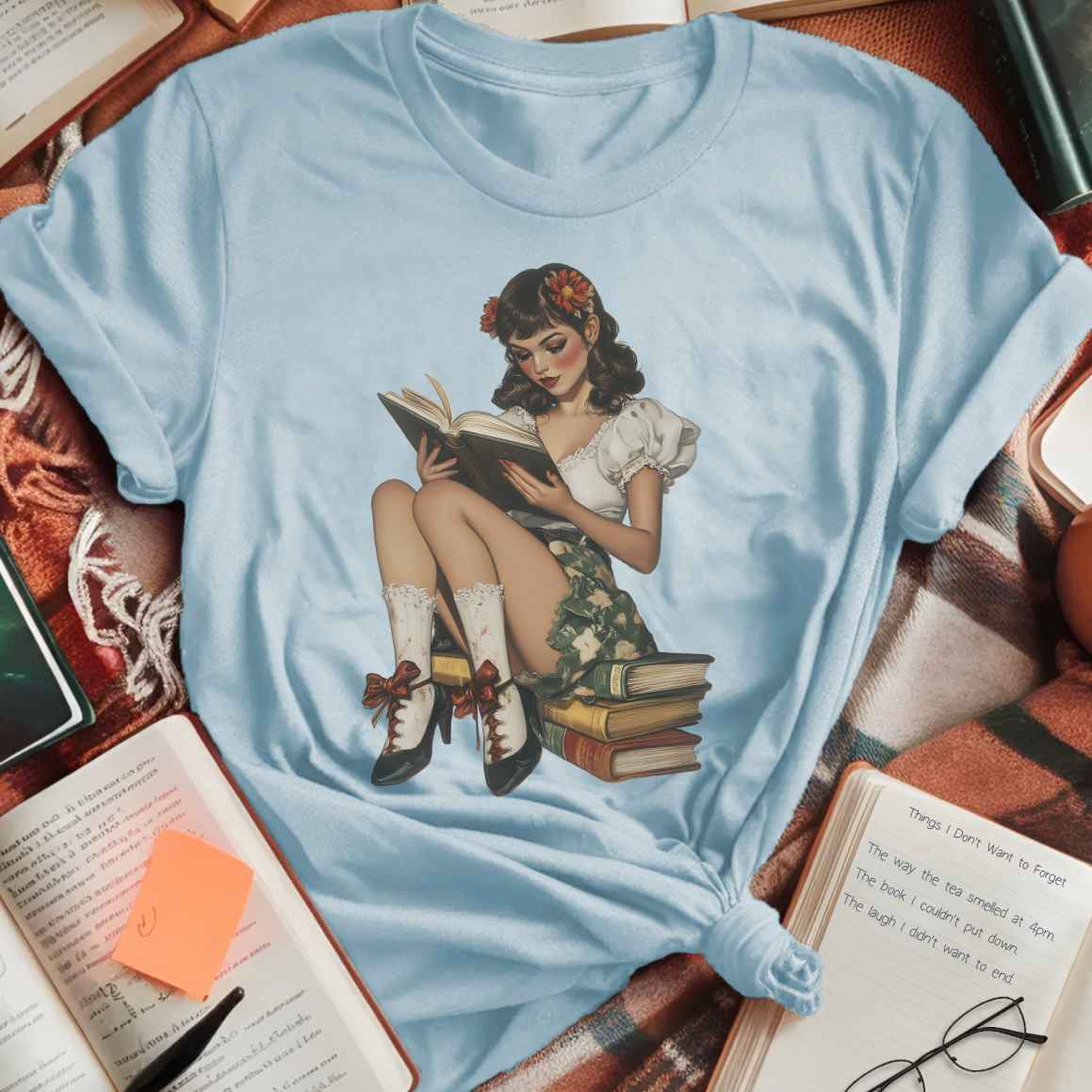 Vintage Pin-Up Bookworm T-Shirt