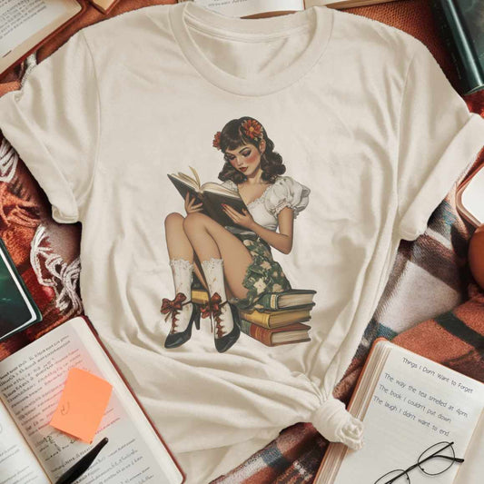 Vintage Pin-Up Bookworm T-Shirt
