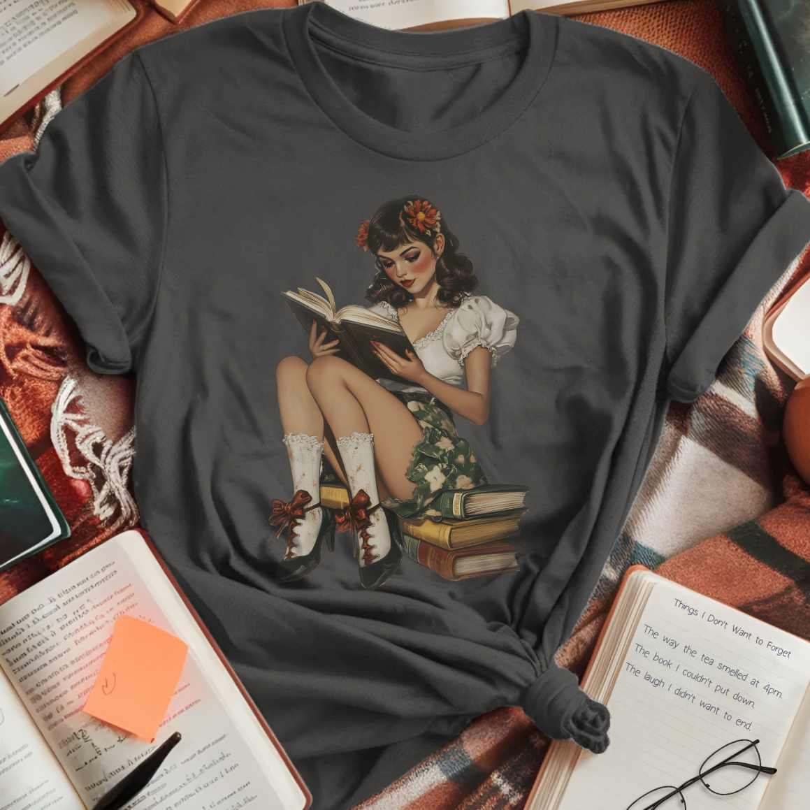 Vintage Pin-Up Bookworm T-Shirt